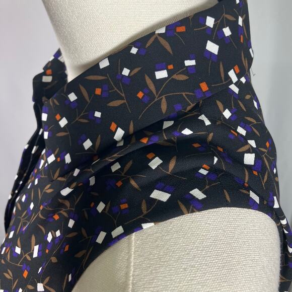 Anne Klein Black Sleeveless Shirt Dress Sz 8 Abstract Print Button Front - Picture 5 of 16